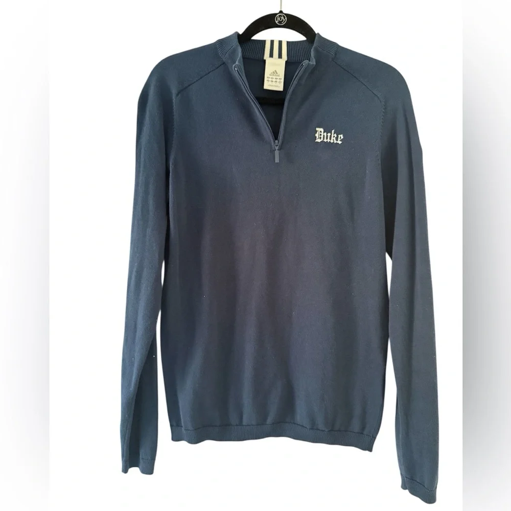 Adidas Duke men’s 1/4 zip navy blue cotton sweater size small